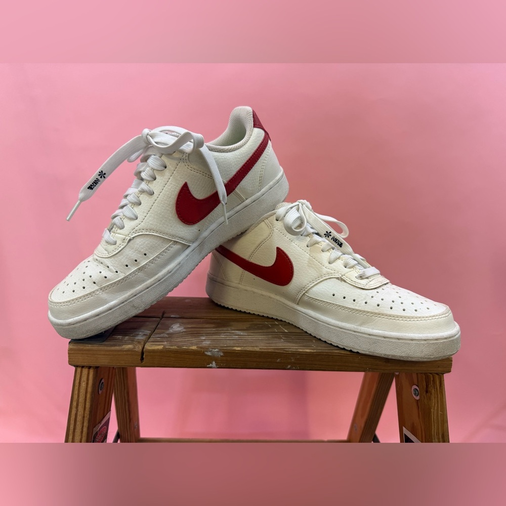 Nike Women's Court Vision Lo White/Red Sneakers